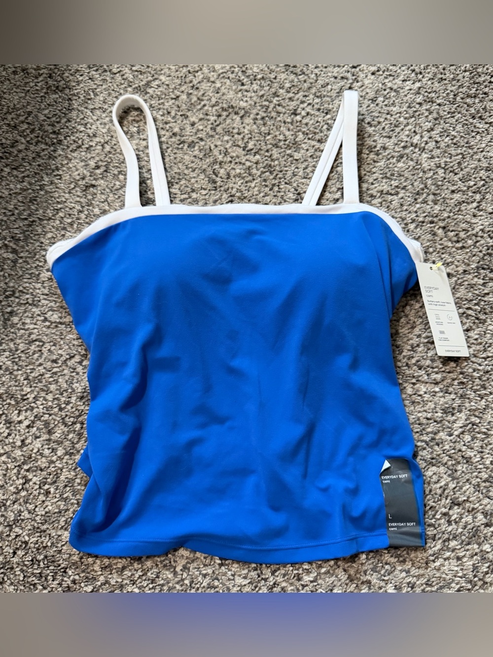Women’s all in Motion blue tank top everyday soft cami size L NWT